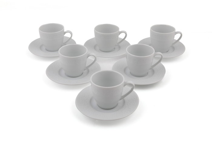 Hermia Juego de Tazas de Café ACL12KT00 de 12 Piezas en Blanco